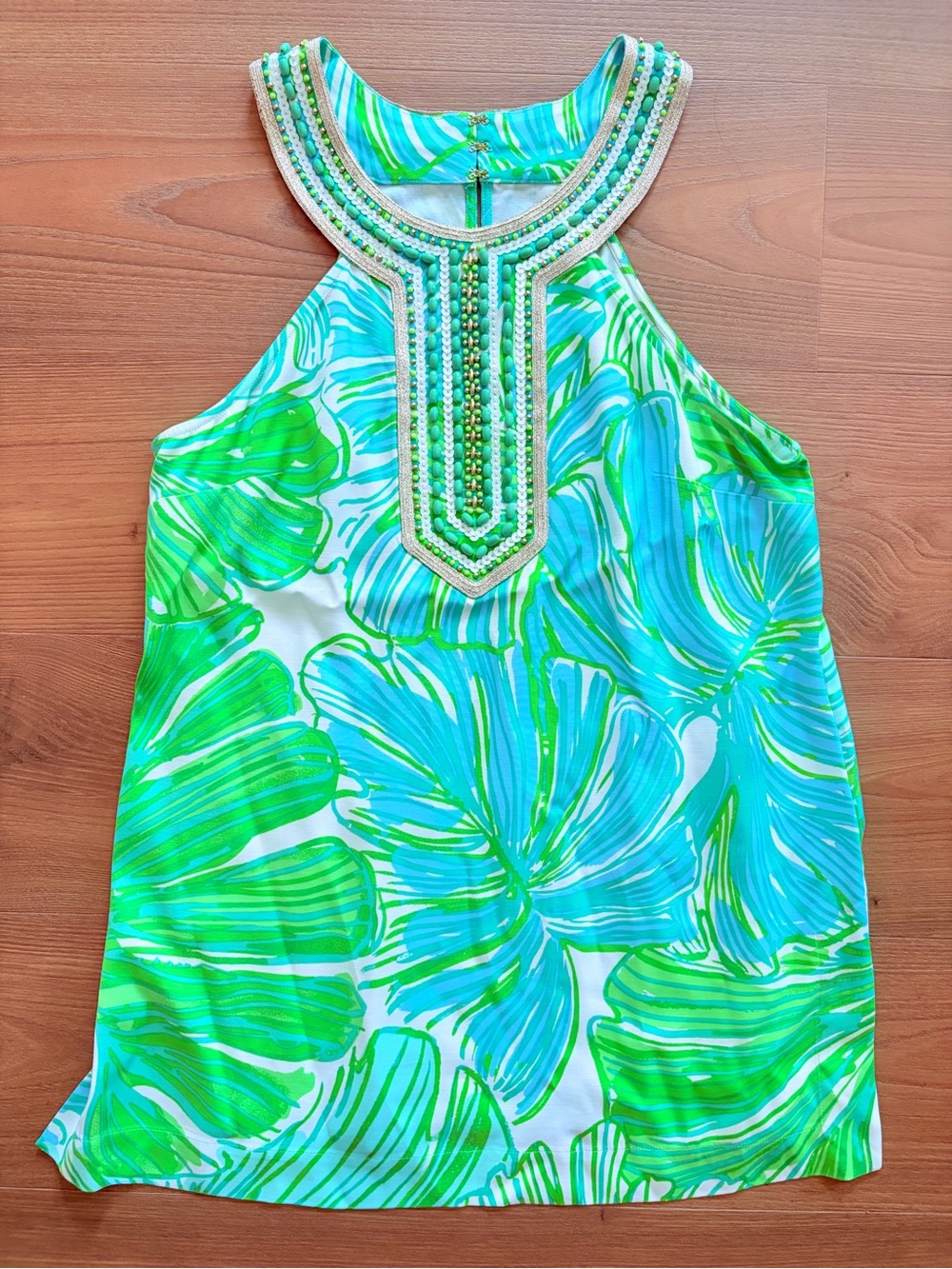 Lilly Pulitzer Adelina halter beaded embellished tunic top Fronds Place